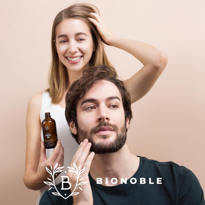 BIONOBLE | Aceite De Jojoba 100 Puro Y Natural, Orgánico, Prensado En Frío - Equilibra El Sebo, anti Imperfecciones - Aceite Pelo, Piel, Uñas - Organic Jojoba Oil - Botella Vidrio, Bomba, Pipeta - 100Ml